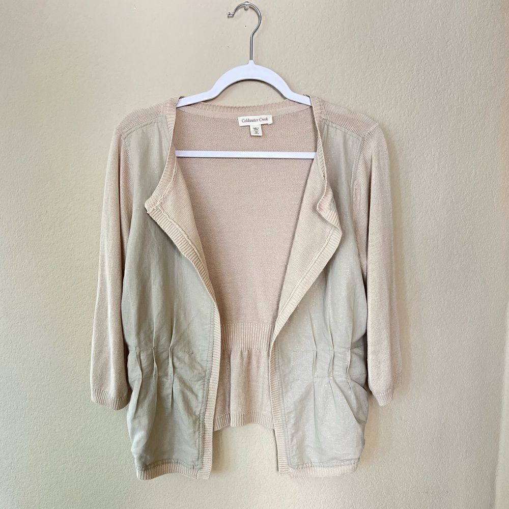 Coldwater Creek Linen Blend Open Front Cardigan Size Medium